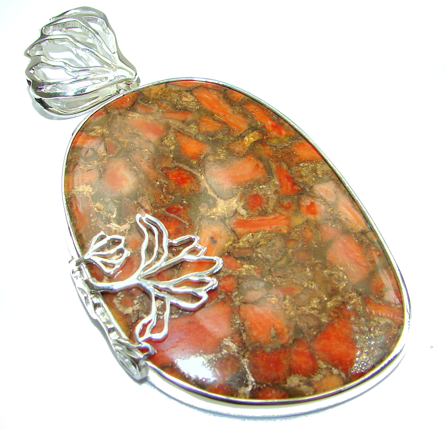 Turquoise with Copper vains .925 Sterling Silver handcrafted Pendant