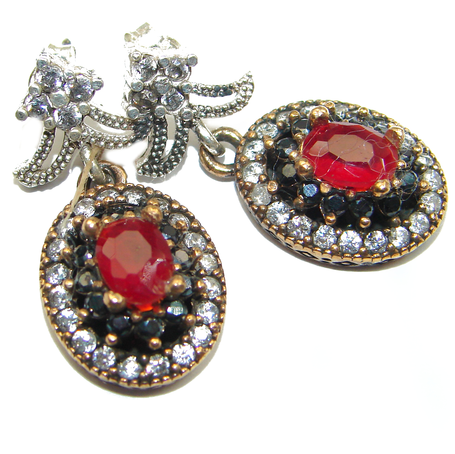 Trendy created Ruby .925 Sterling Silver handmade earrings