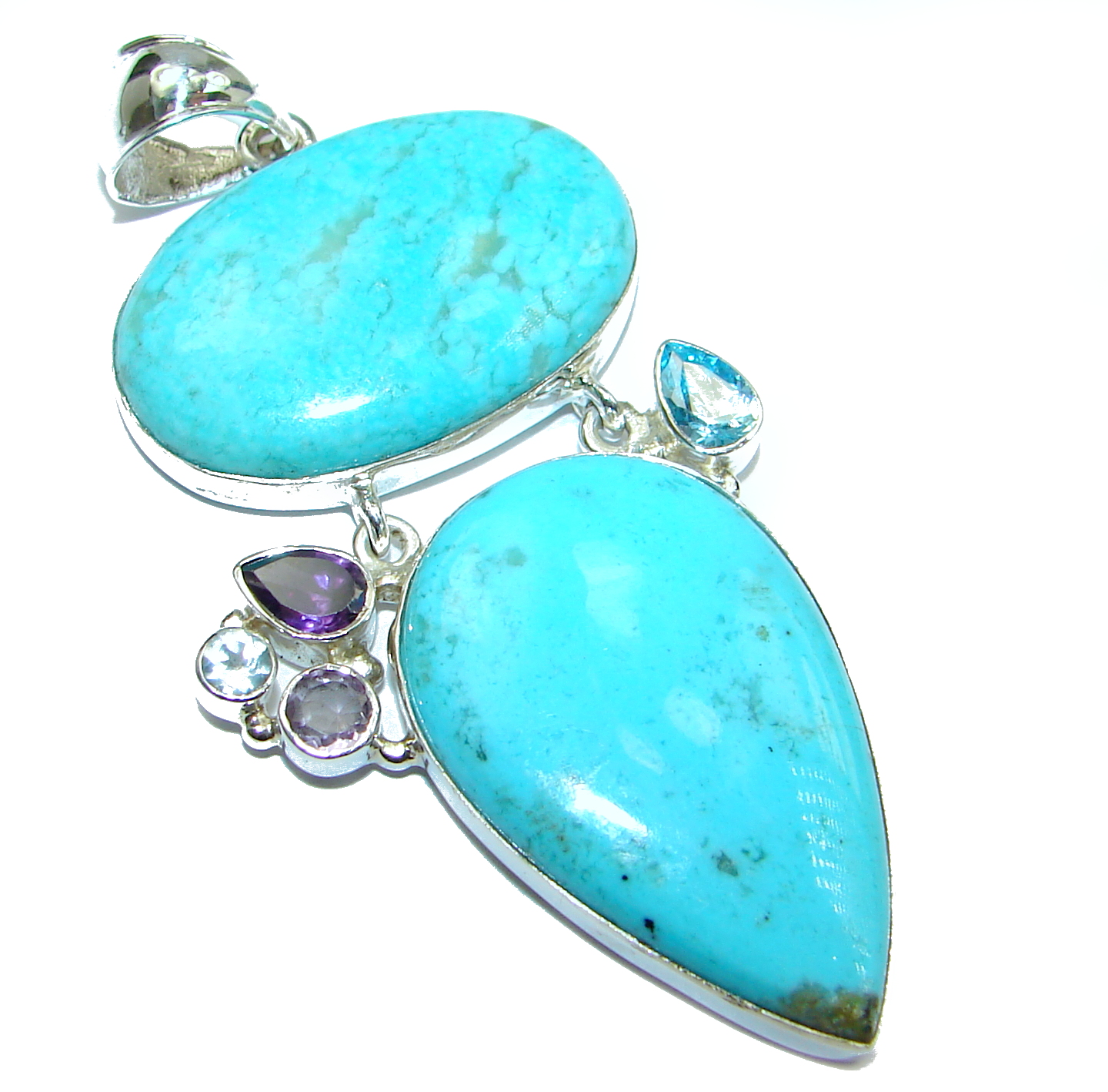 Exquisite Sleeping Beauty Turquoise .925 Sterling Silver handmade Pendant