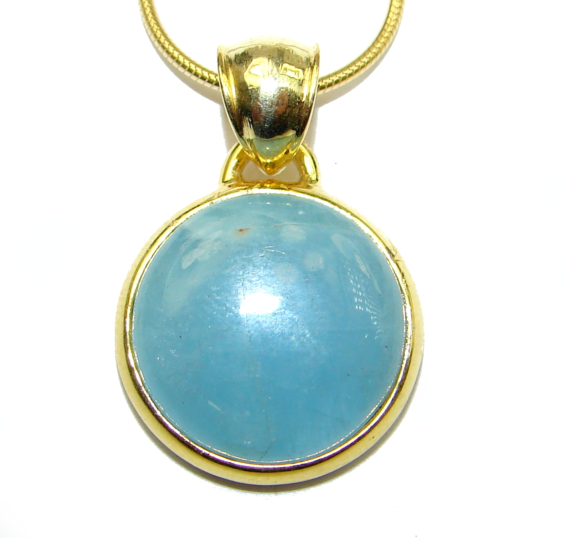 True Art genuine Aquamarine 14K Gold over .925 Sterling Silver handcrafted necklace