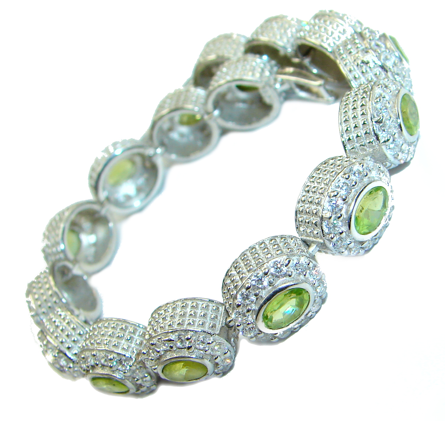 Authentic Peridot White Topaz .925 Sterling Silver handmade Bracelet