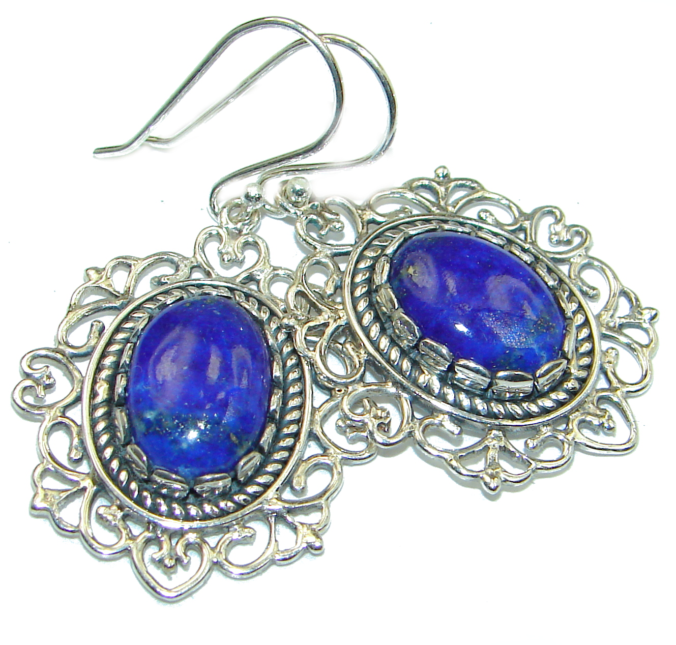 Bold Handcrafted Navy Blue Lapis Lazuli Sterling Silver handmade earrings
