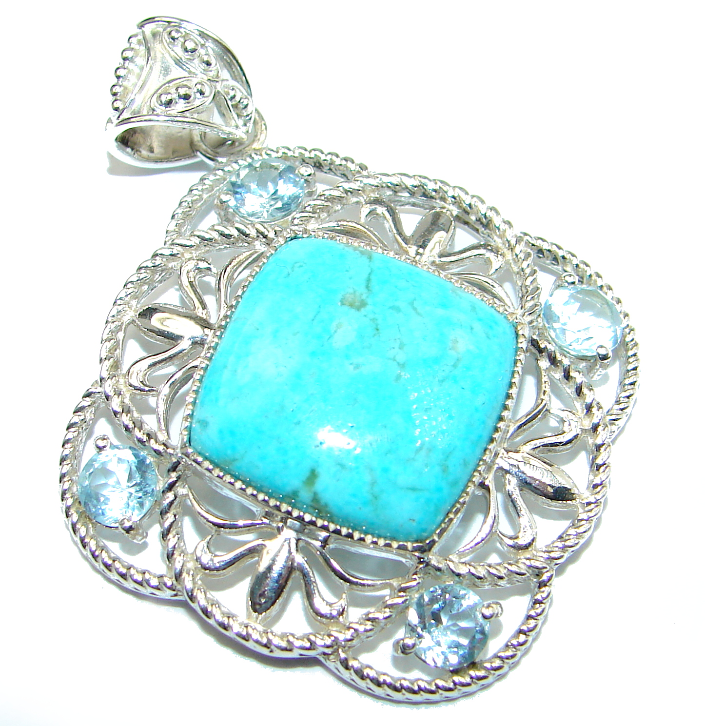 Exquisite Sleeping Beauty Turquoise .925 Sterling Silver handmade Pendant