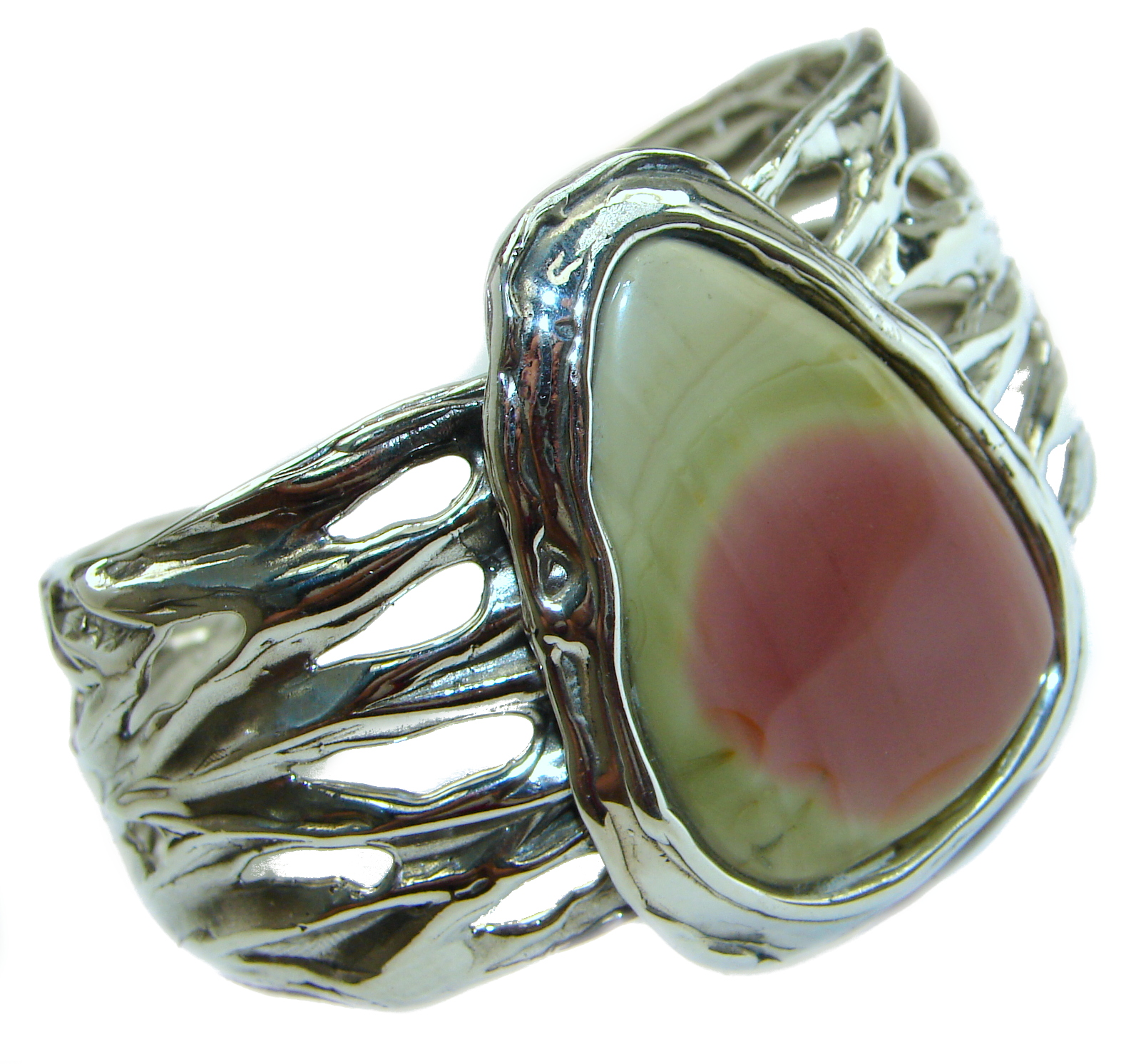 Bohemian Style Excellent quality Imperial Jasper Sterling Silver Bracelet / Cuff