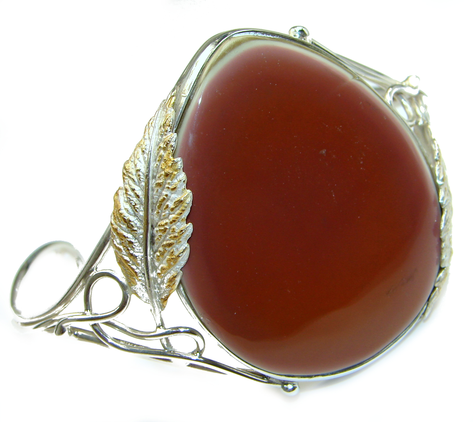 Rustic Design Bohemian Style Excellent quality Imperial Jasper .925 Sterling Silver Bracelet / Cuff