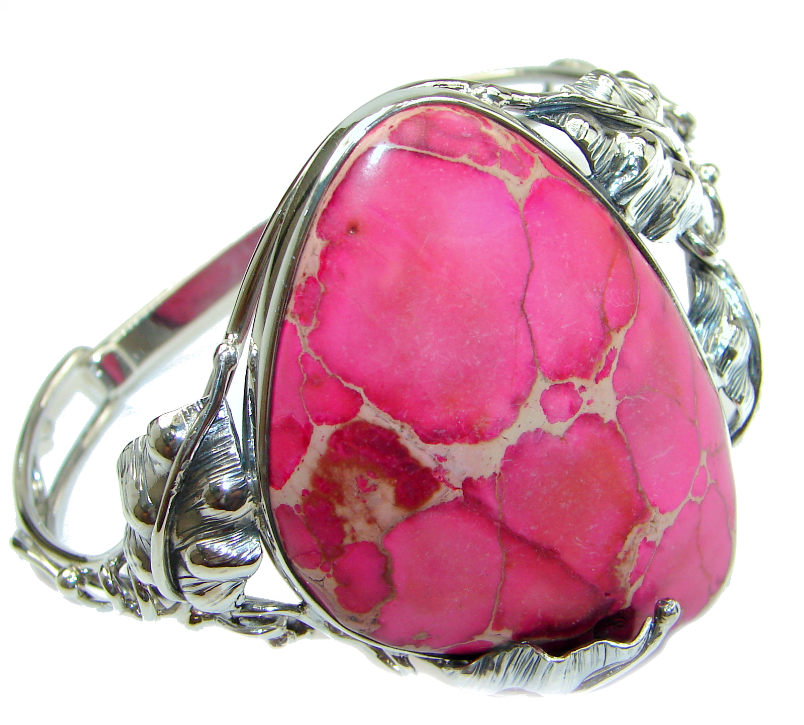 Julietta Pink Sea Sediment Jasper .925 Sterling Silver handmade Bracelet / Cuff