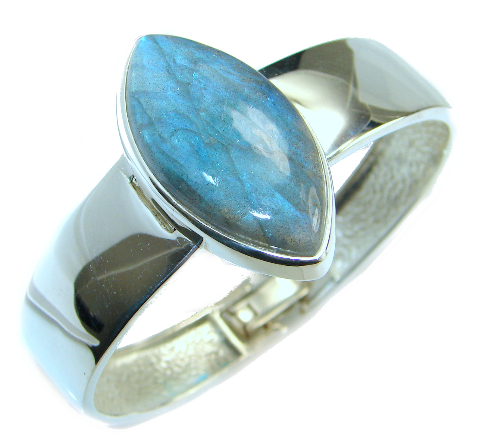 Beautiful Modern Shimmering Labradorite .925 Sterling Silver Bracelet