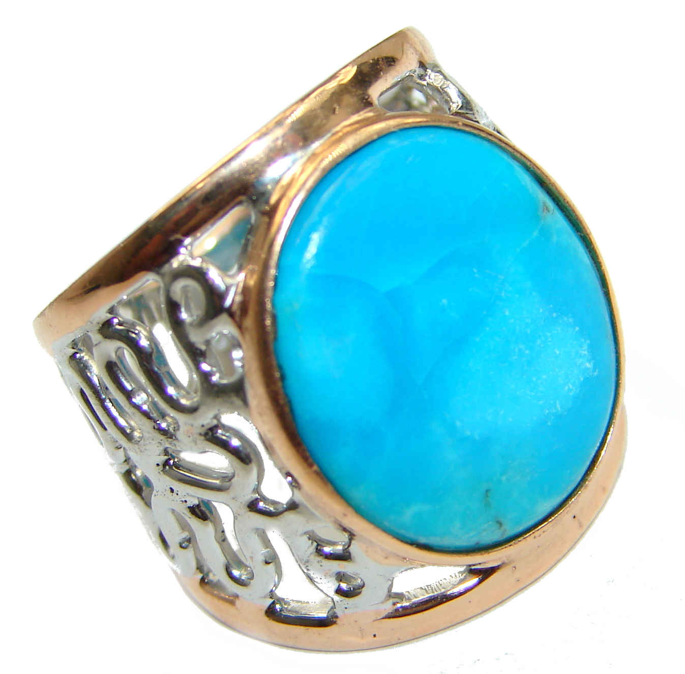 Genuine Sleeping Beauty Turquoise Gold over .925 Sterling Silver Ring size 7 1/4