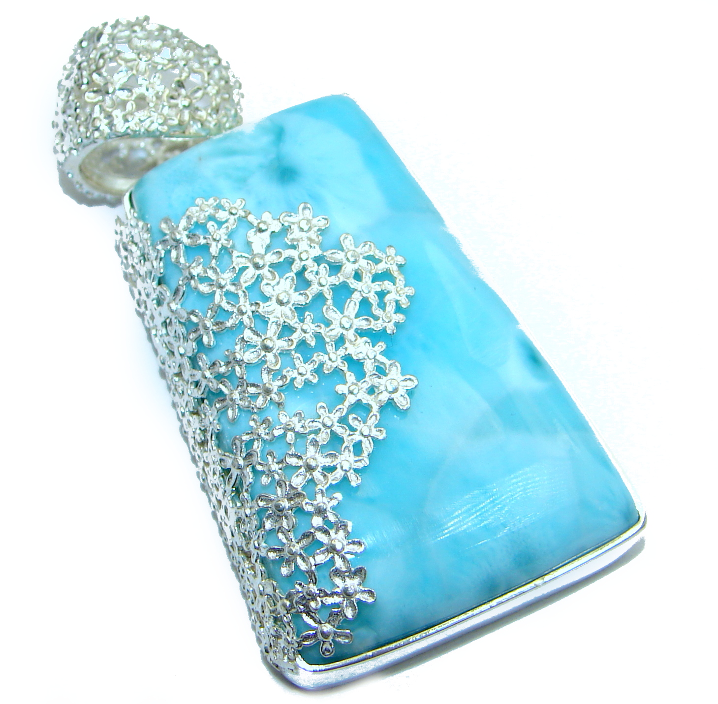 Royal Blue Larimar .925 Sterling Silver handmade pendant