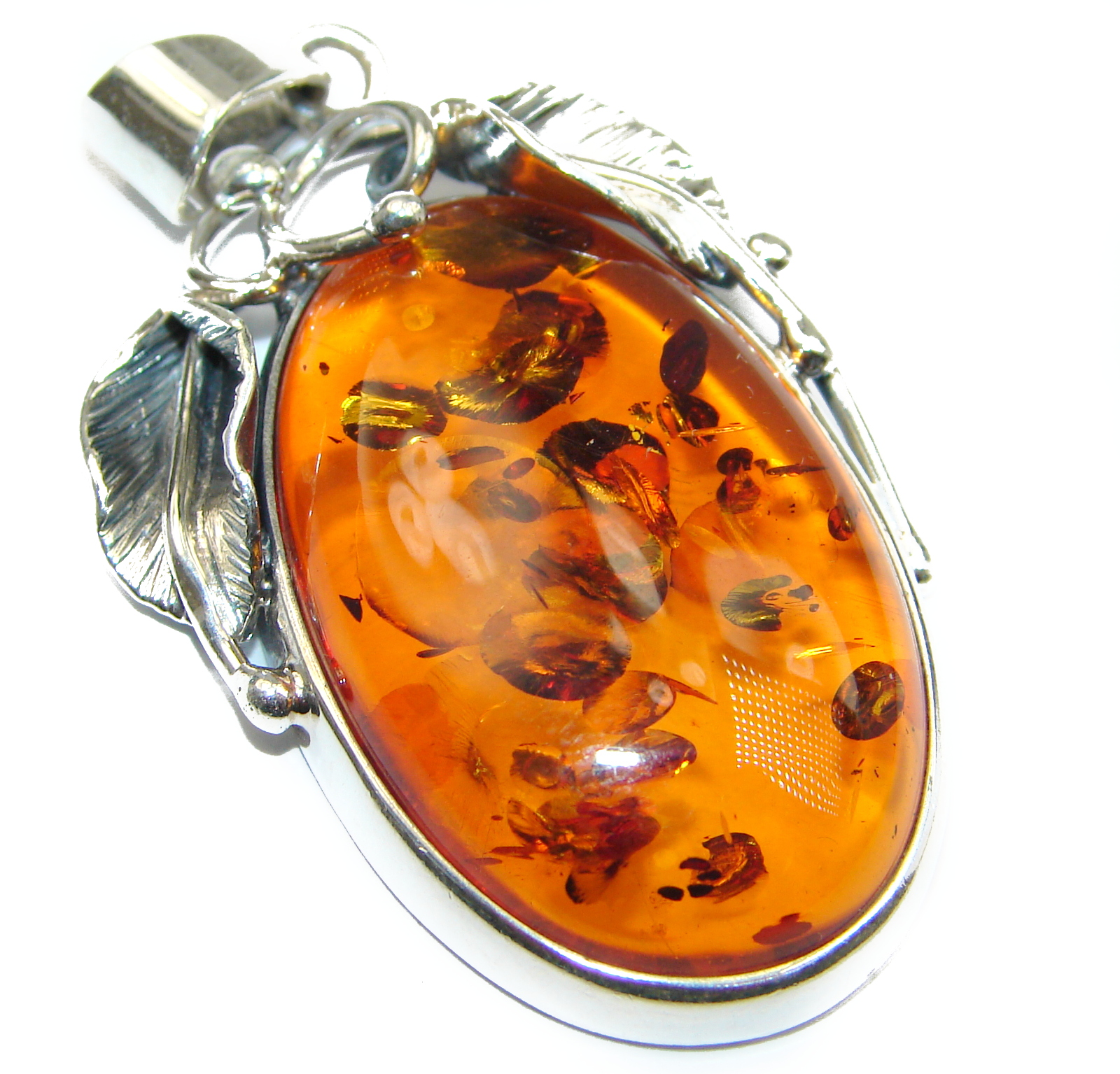 Natural Baltic Amber .925 Sterling Silver handmade Pendant