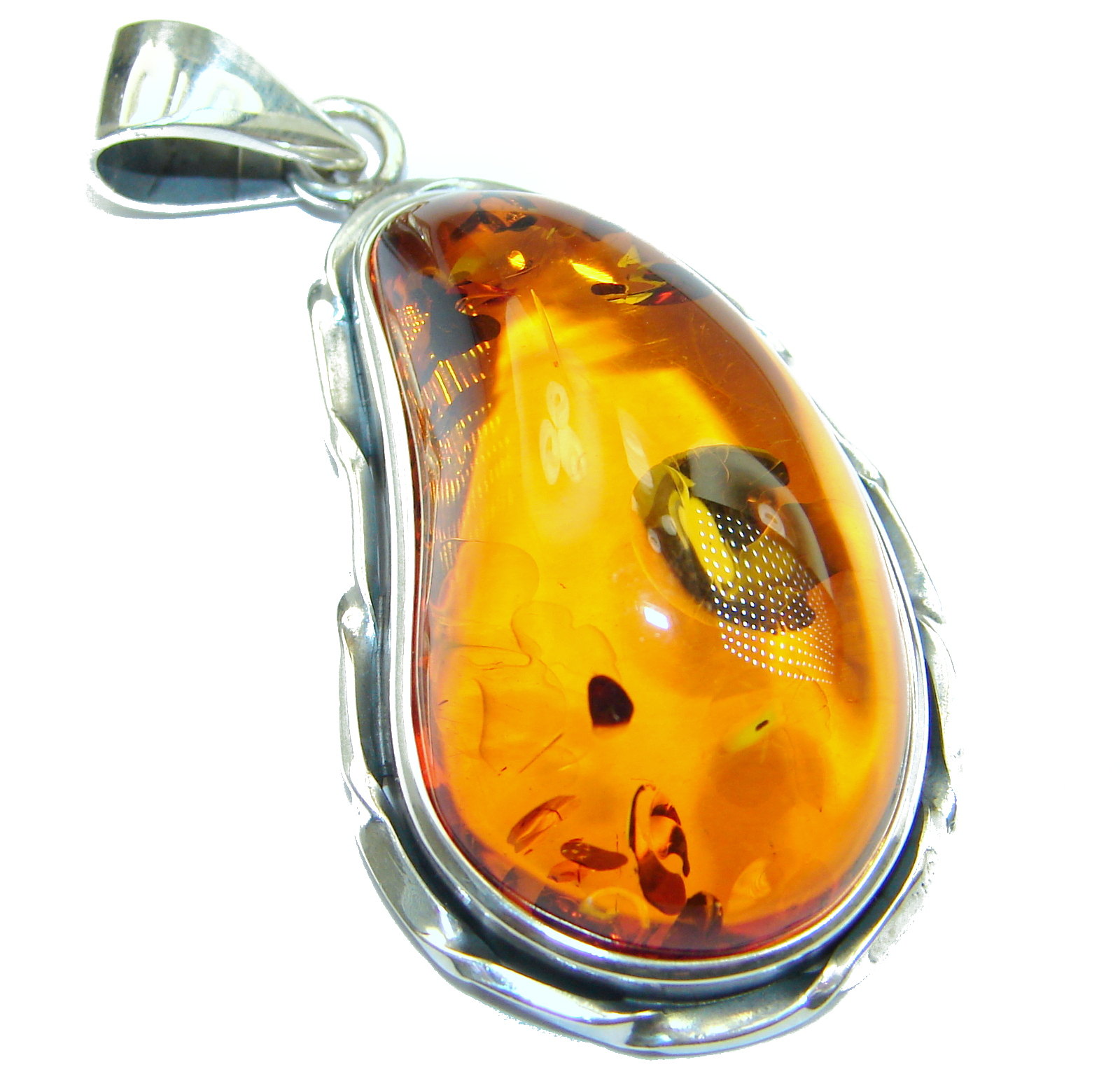 Natural Baltic Amber .925 Sterling Silver handmade Pendant
