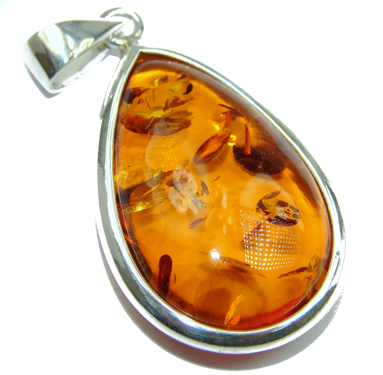 Natural Baltic Amber .925 Sterling Silver handmade Pendant