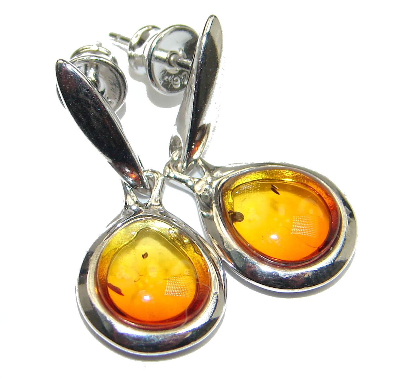 Genuine Baltic Amber .925 Sterling Silver Earrings