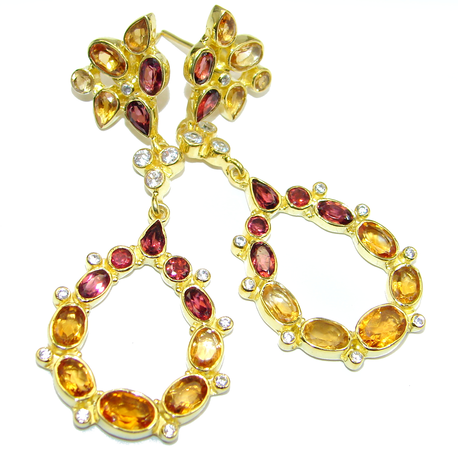 Secret Beauty Orange Sapphire 14K Gold over .925 Sterling Silver handcrafted earrings