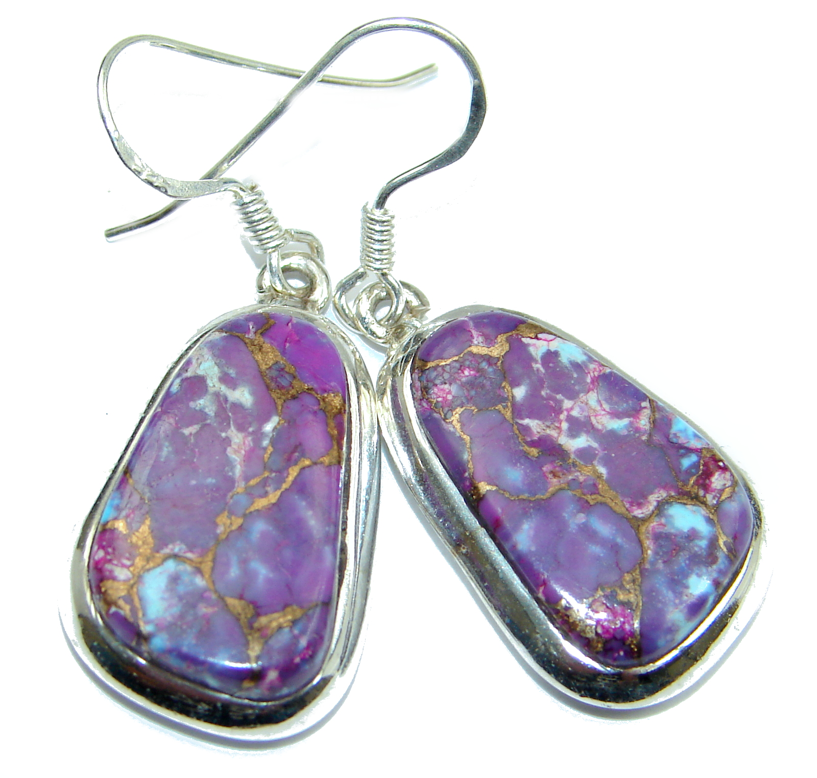 Purple Turquoise .925 Sterling Silver handmade Earrings