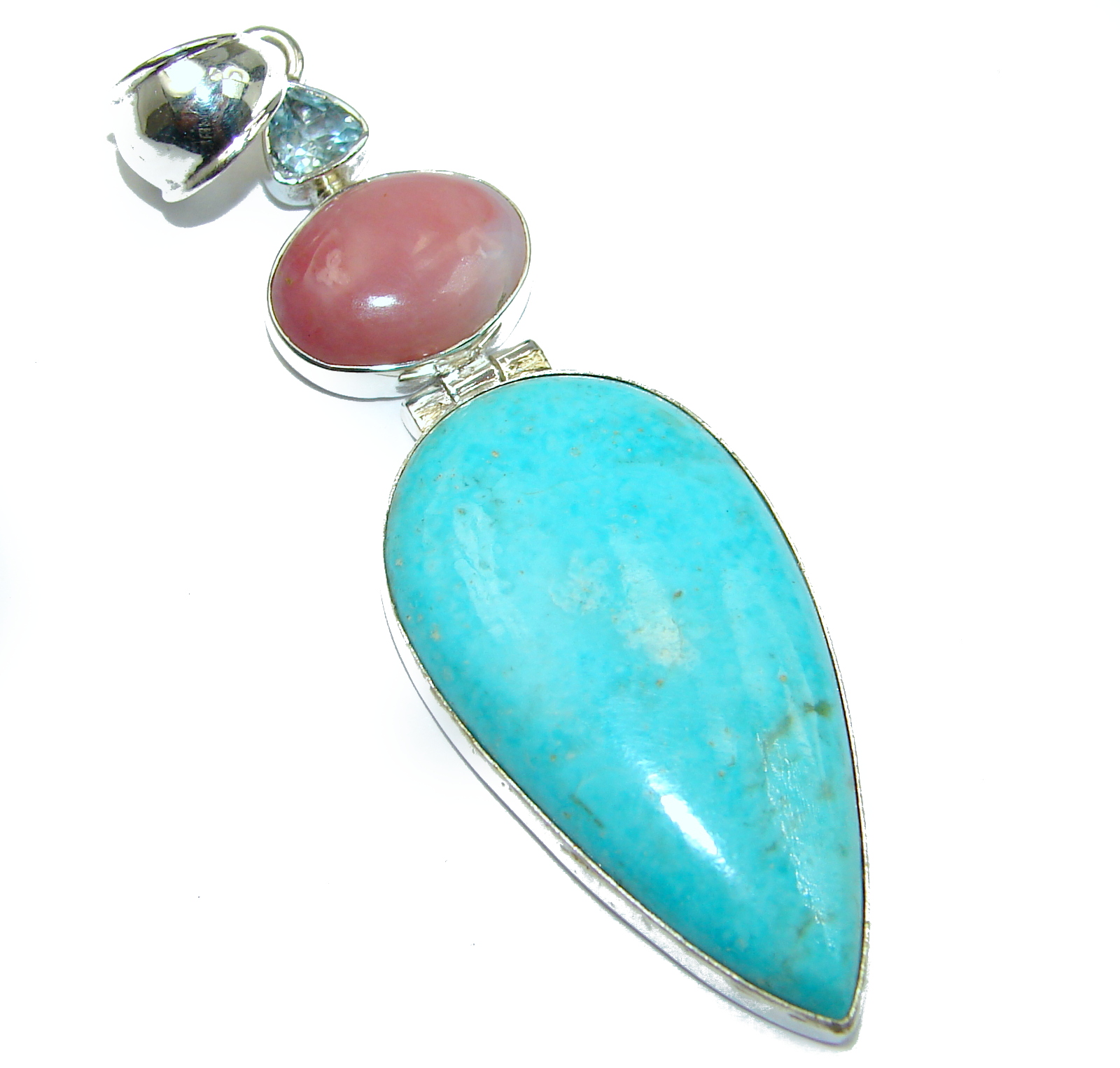 Exquisite Sleeping Beauty Turquoise .925 Sterling Silver handmade Pendant