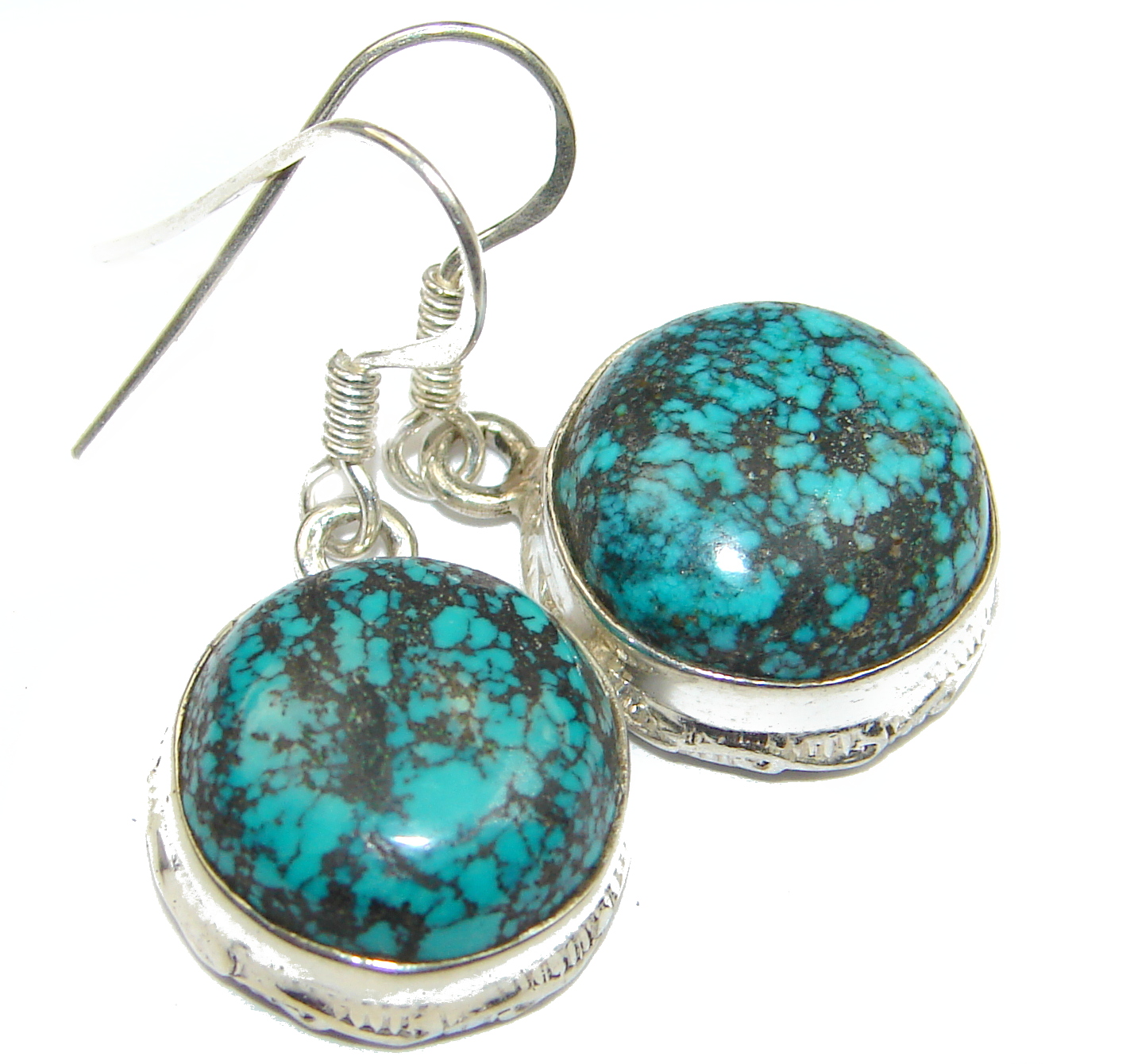 Solid Turquoise .925 Sterling Silver earrings