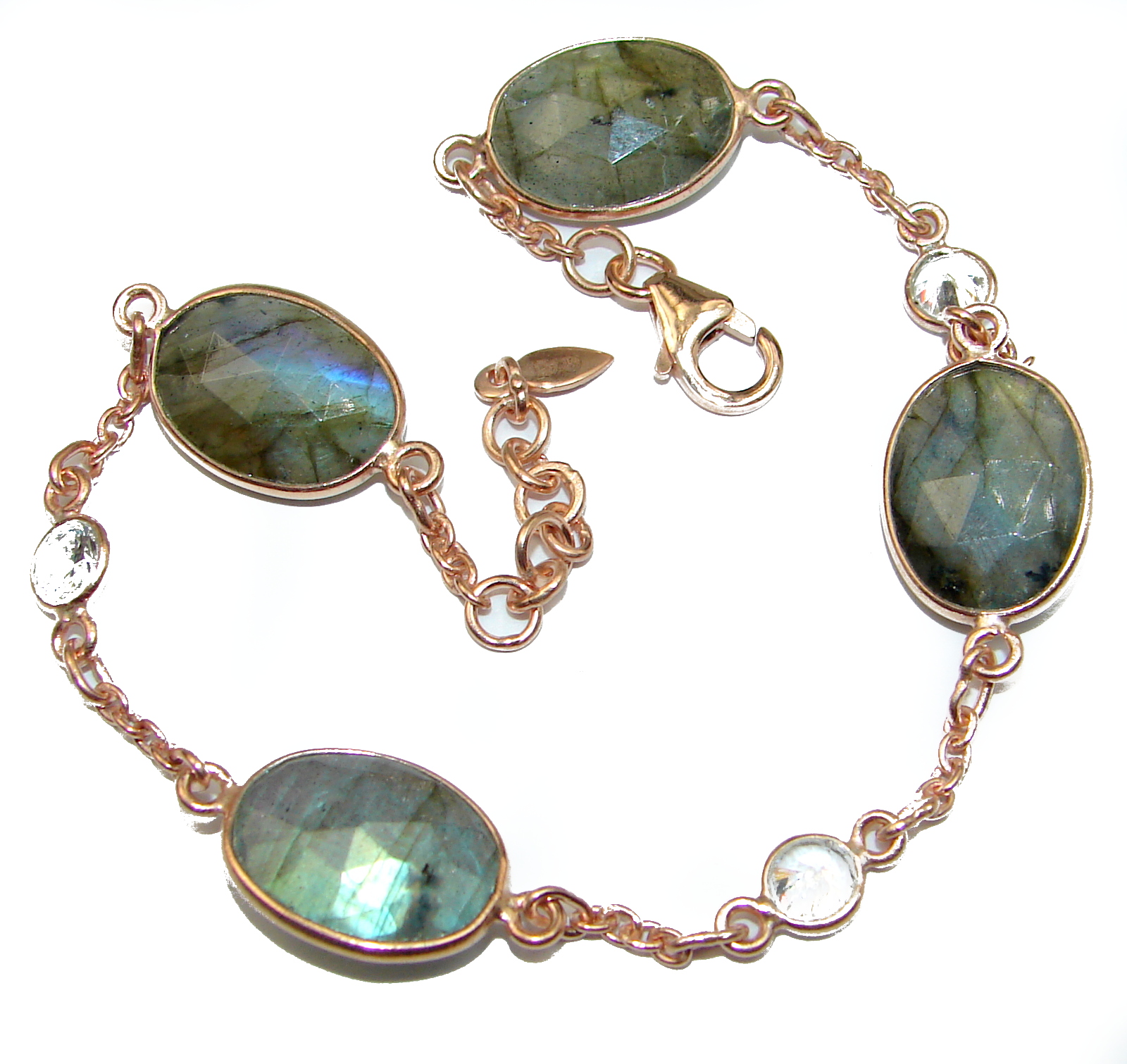 The Highest Quality Fire Labradorite .925 Sterling Silver handcrafted Bracelet