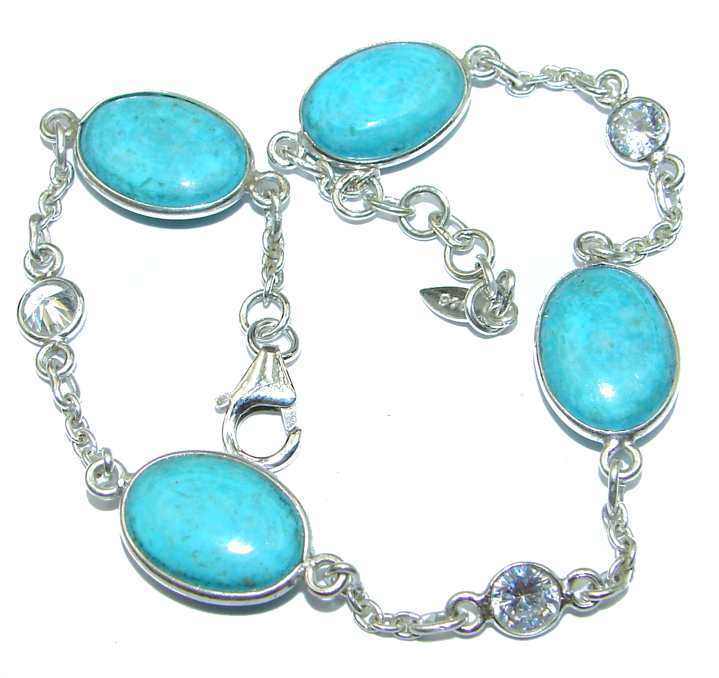 Natural Sleeping Beauty Turquoise .925 Sterling Silver handmade Bracelet