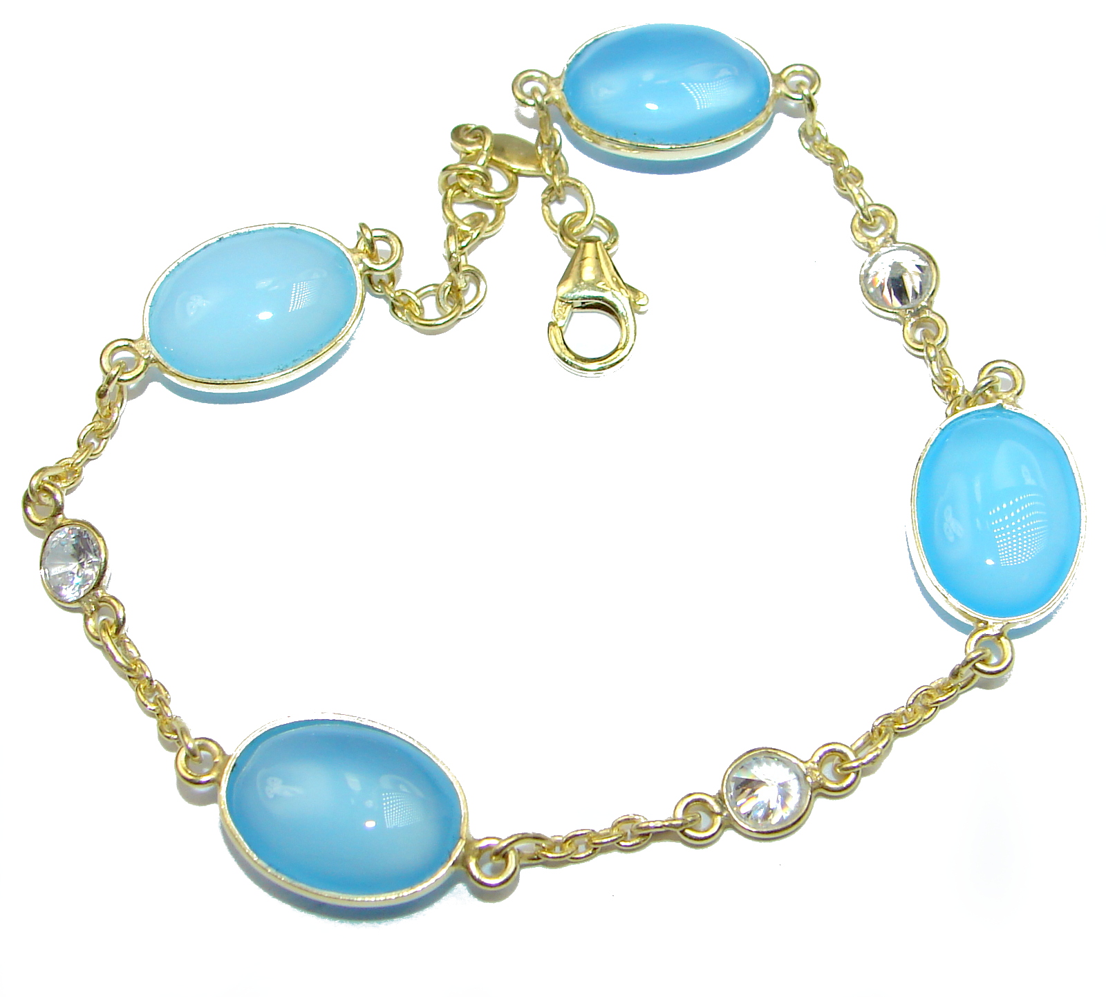 Genuine Chalcedony Agate .925 Sterling Silver handcrafted Bracelet