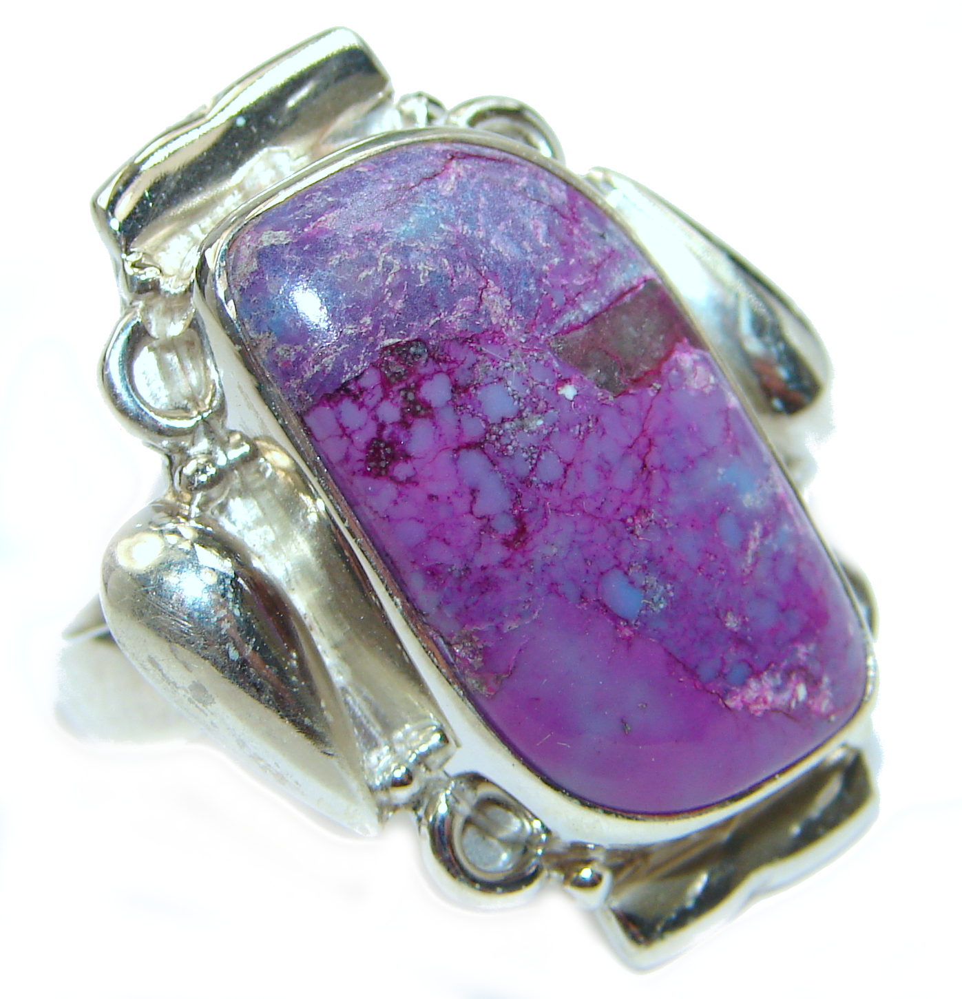 Huge Purple Turquoise .925 Sterling Silver ring; s. 8