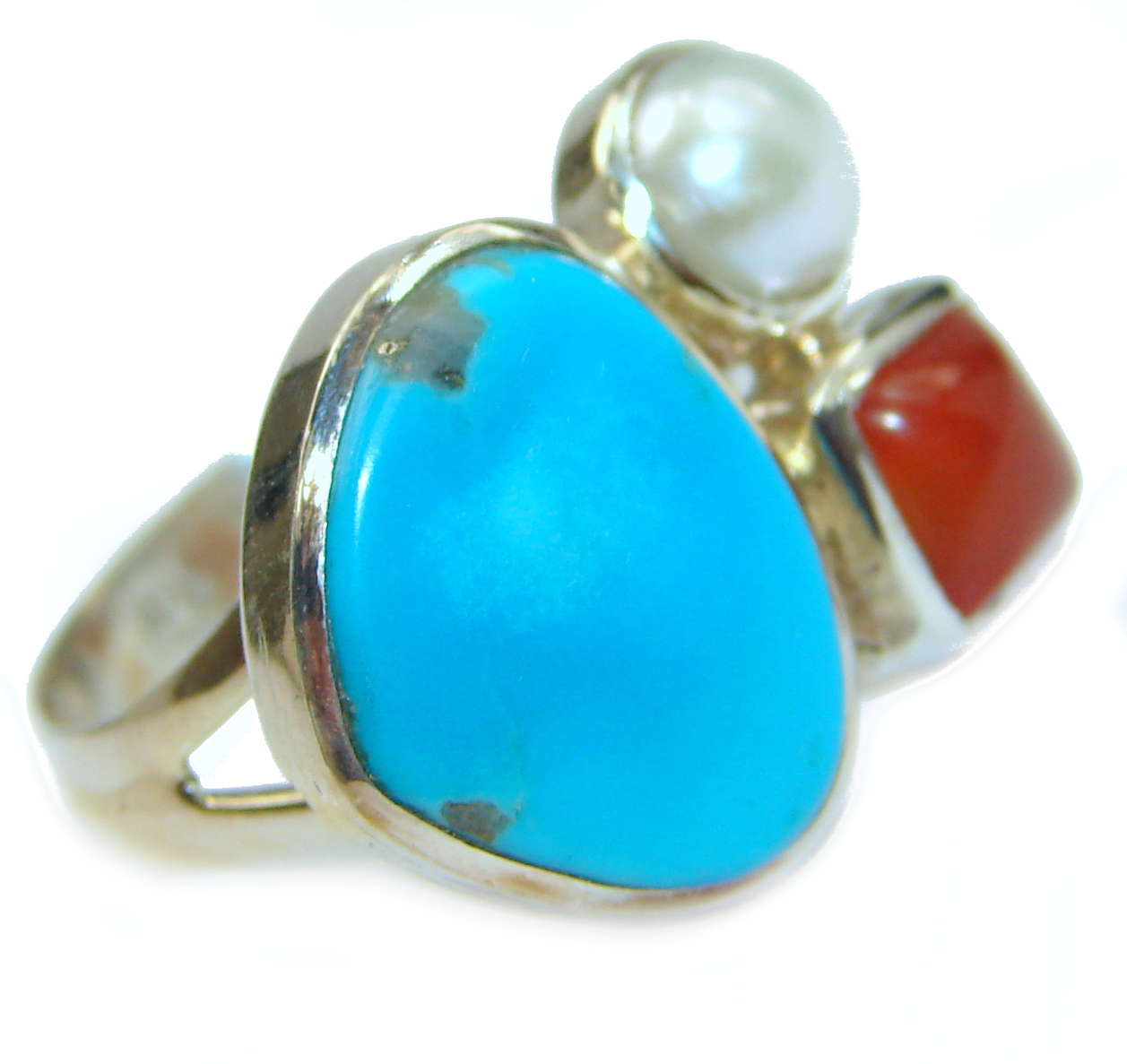 Genuine Sleeping Beauty Turquoise .925 Sterling Silver Ring size 7 adjustable