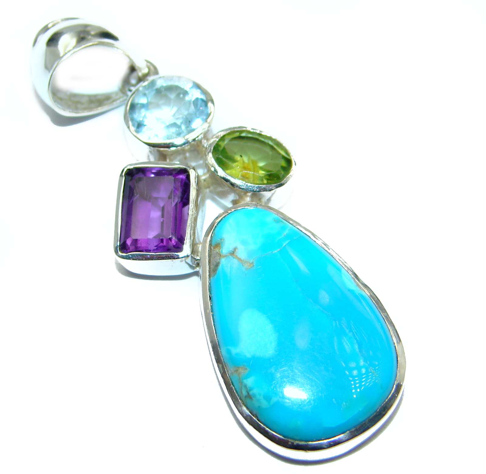 Exquisite Sleeping Beauty Turquoise .925 Sterling Silver handmade Pendant
