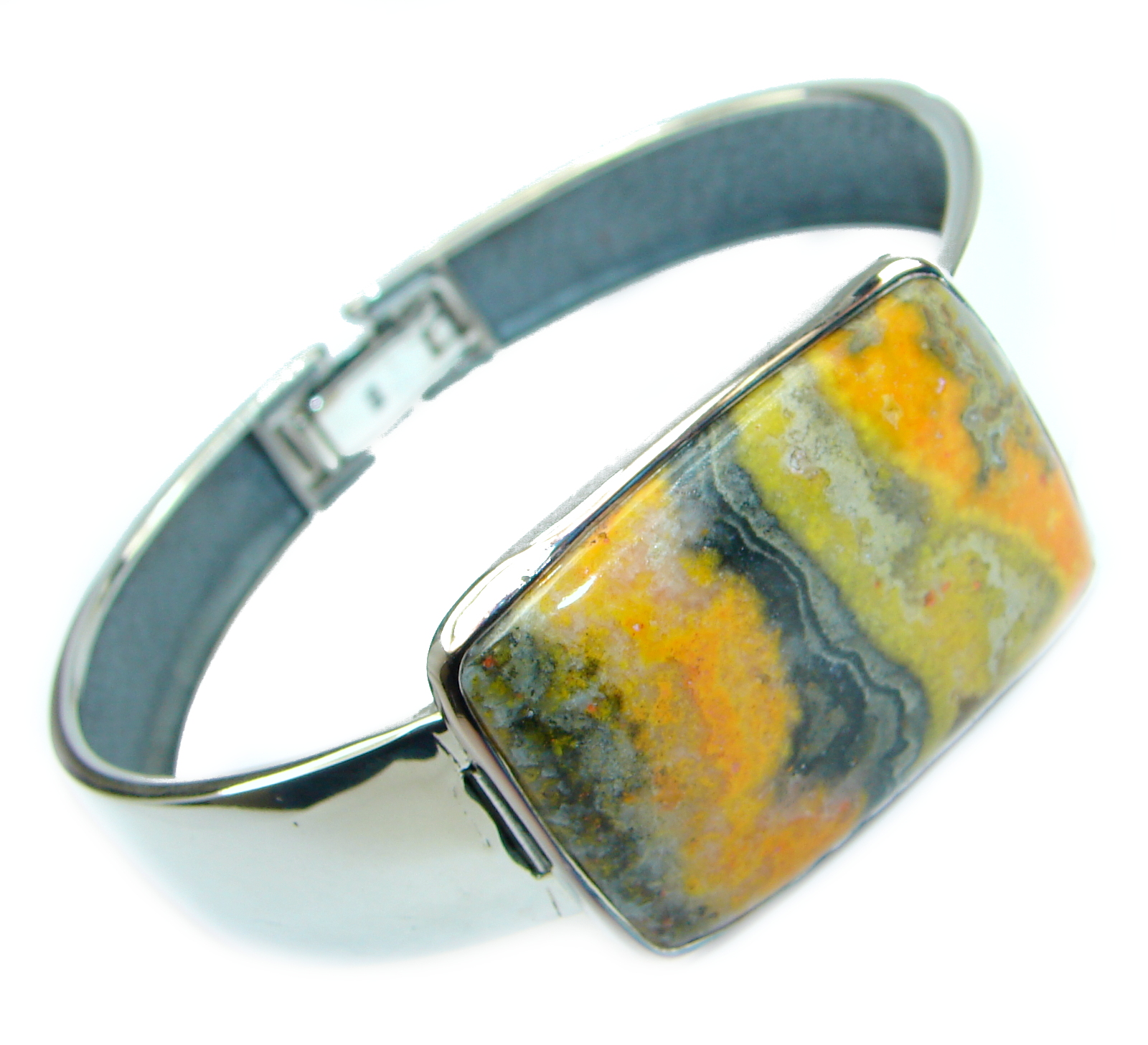 Genuine Volcanic Bumble Bee Jasper .925 Sterling Silver handcrafted Bracelet