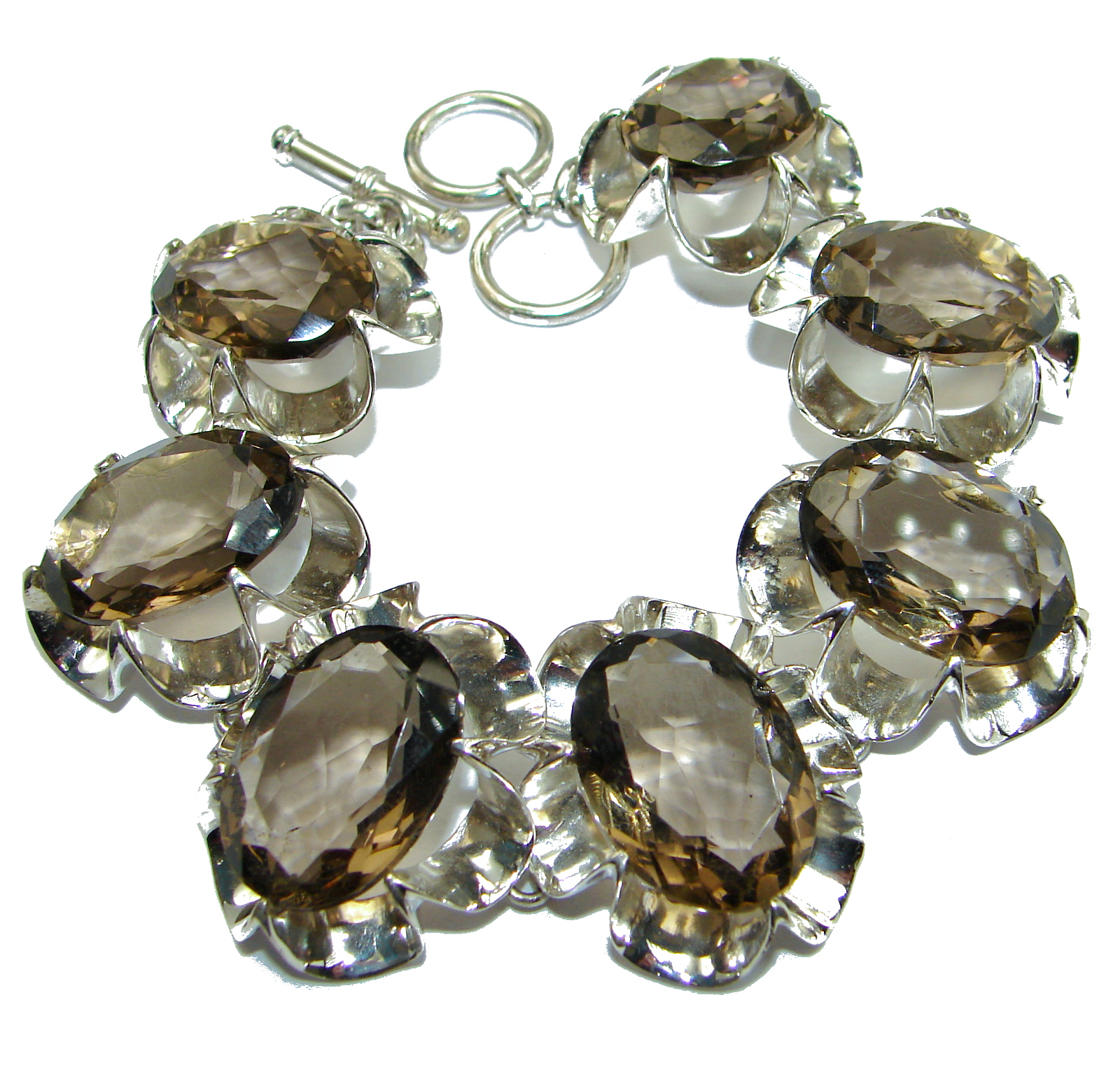 Sands Of Time Brown Smoky Quartz .925 Sterling Silver handmade Bracelet