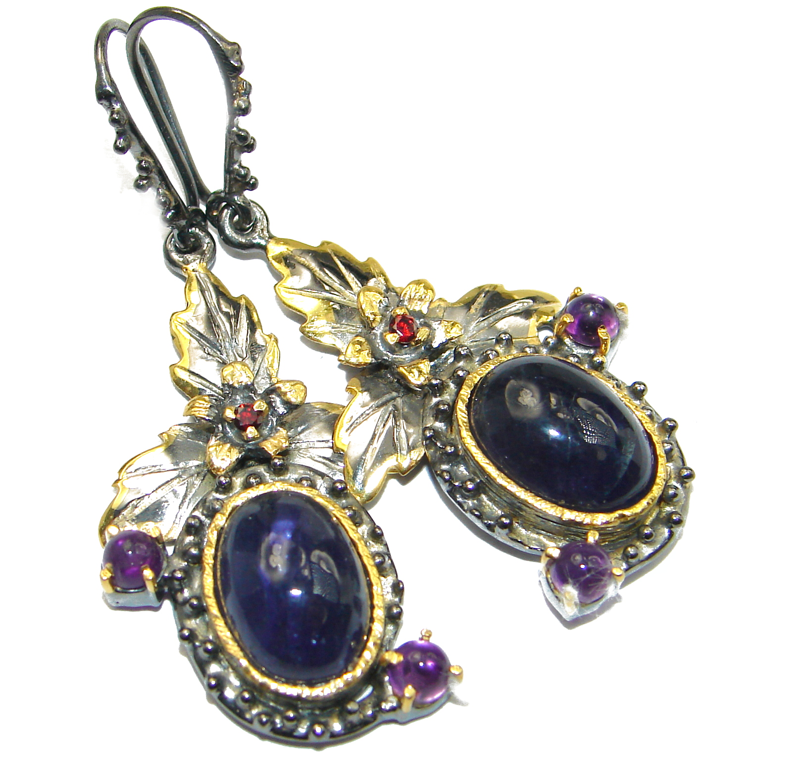 Stunning Tanzanite 18K Gold over .925 Sterling Silver handmade earrings