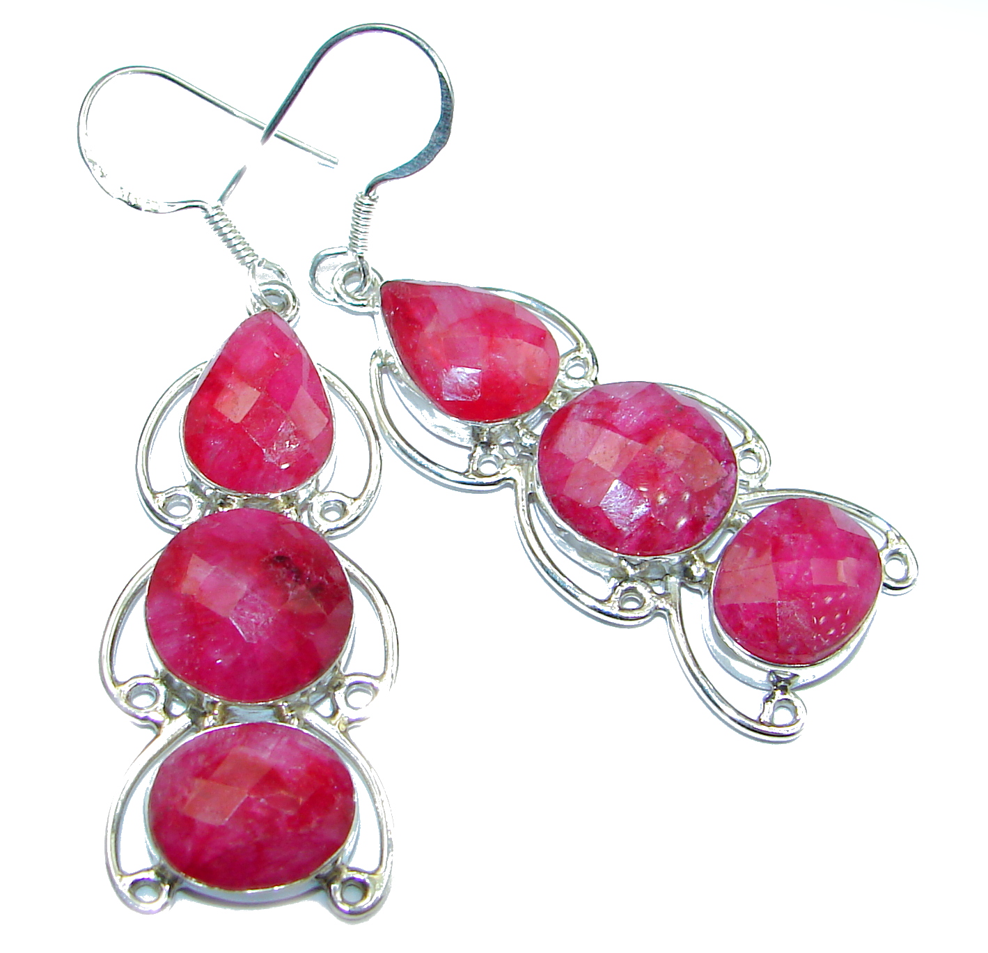 Trendy Ruby .925 Sterling Silver handmade earrings