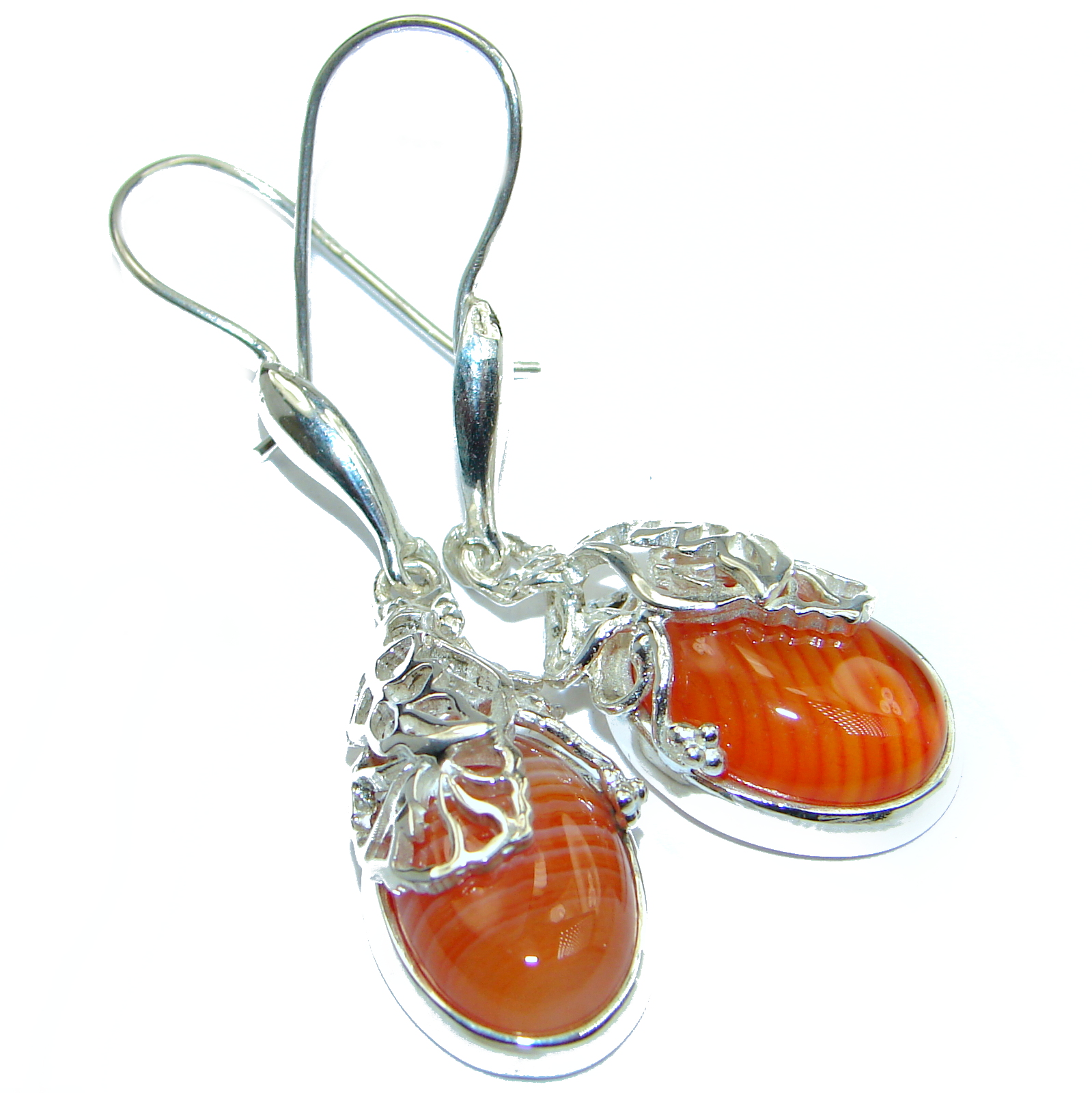 Sublime Orange Carnelian .925 Sterling Silver handmade earrings