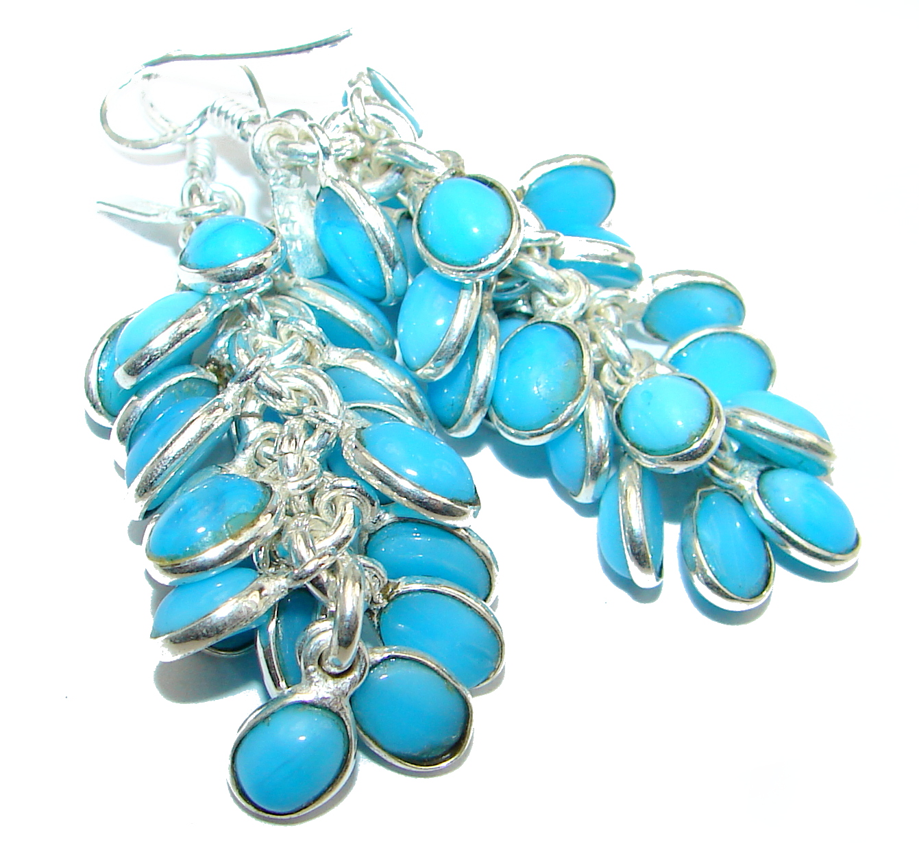Gorgeous lab. Turquoise .925 Sterling Silver handcrafted earrings