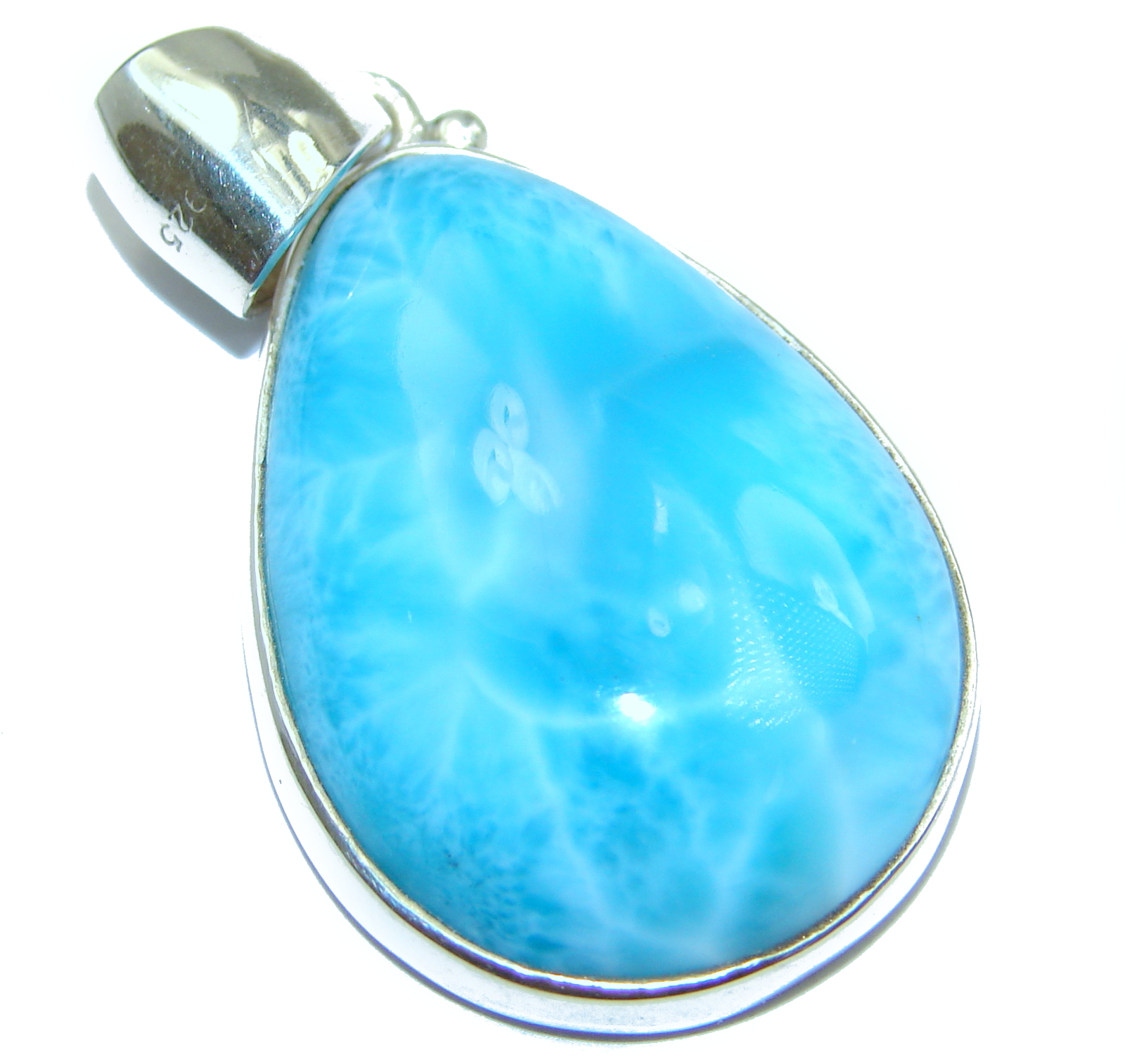Royal Blue Larimar .925 Sterling Silver handmade pendant