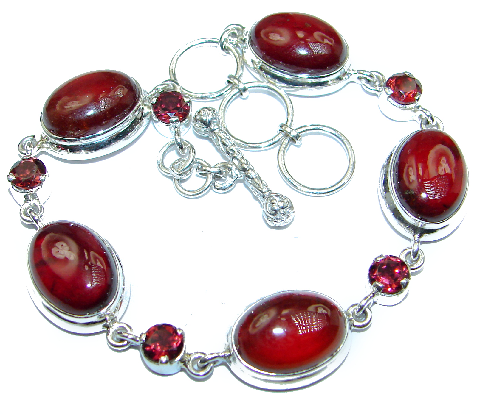 Secret Beauty Rhodolite Garnet .925 Sterling Silver handcrafted Bracelet