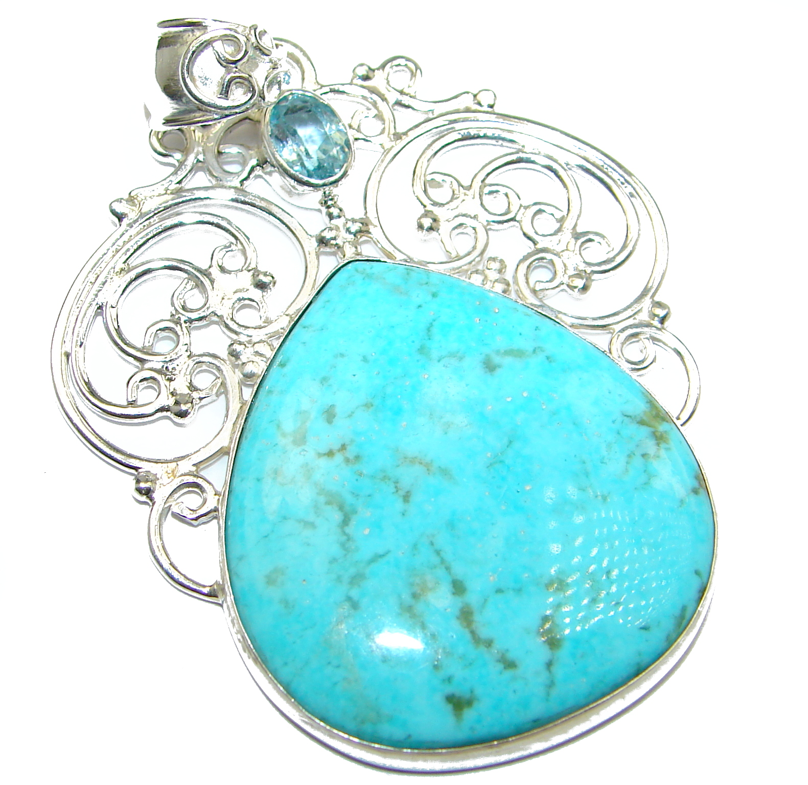 Exquisite Sleeping Beauty Turquoise .925 Sterling Silver handmade Pendant