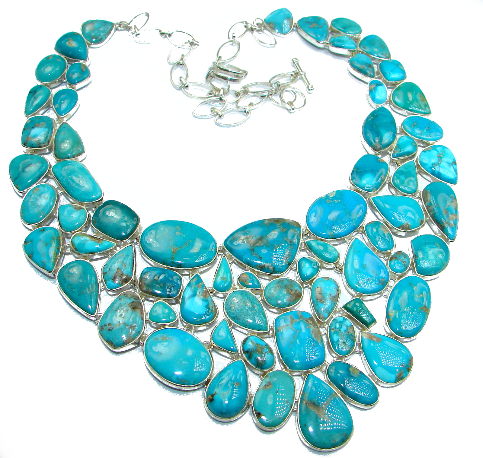 Huge Gallery Masterpiece Blue genuine Sleeping Beauty Turquoise .925 Sterling Silver necklace