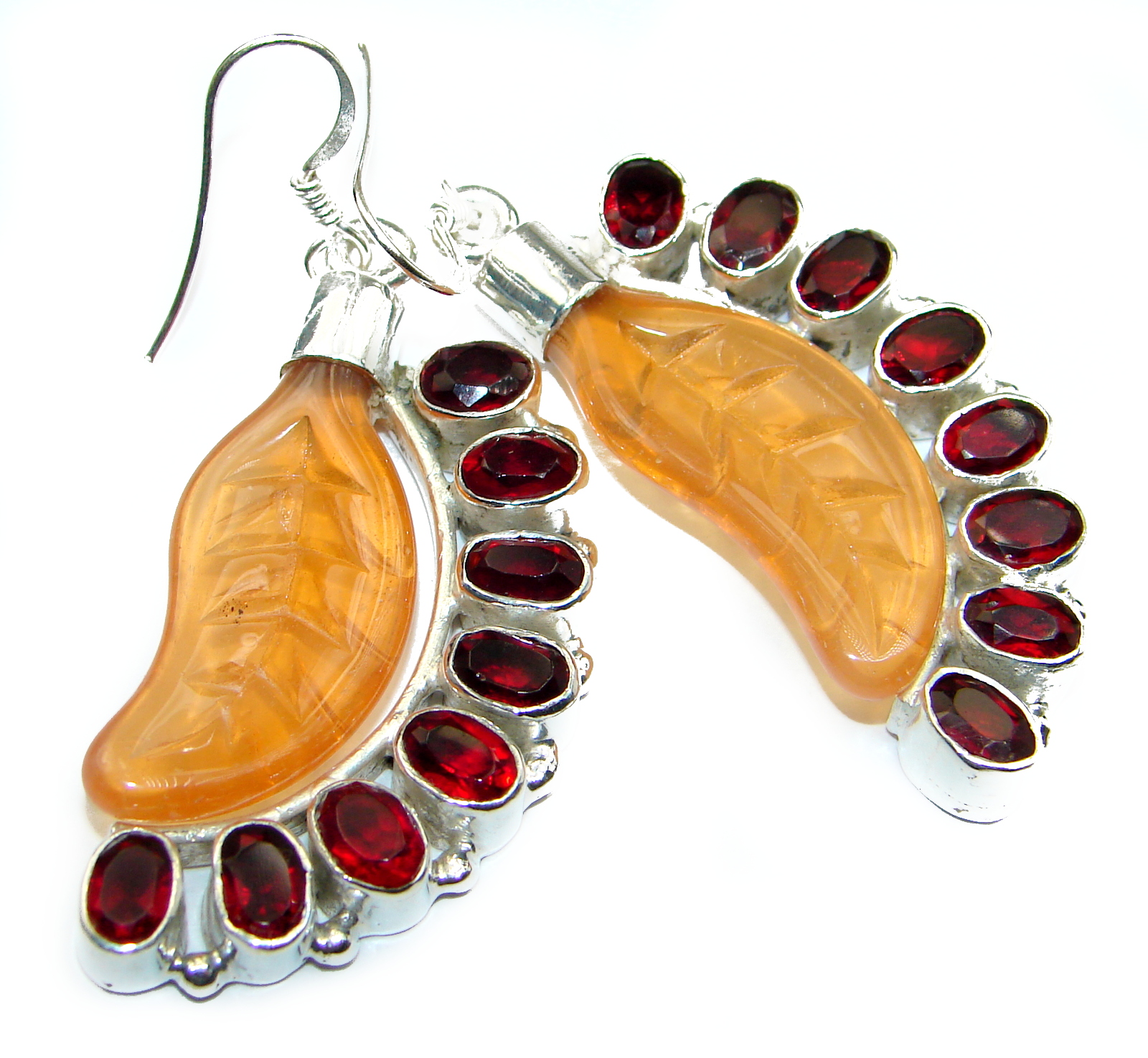 Sublime Orange Carnelian .925 Sterling Silver handmade earrings