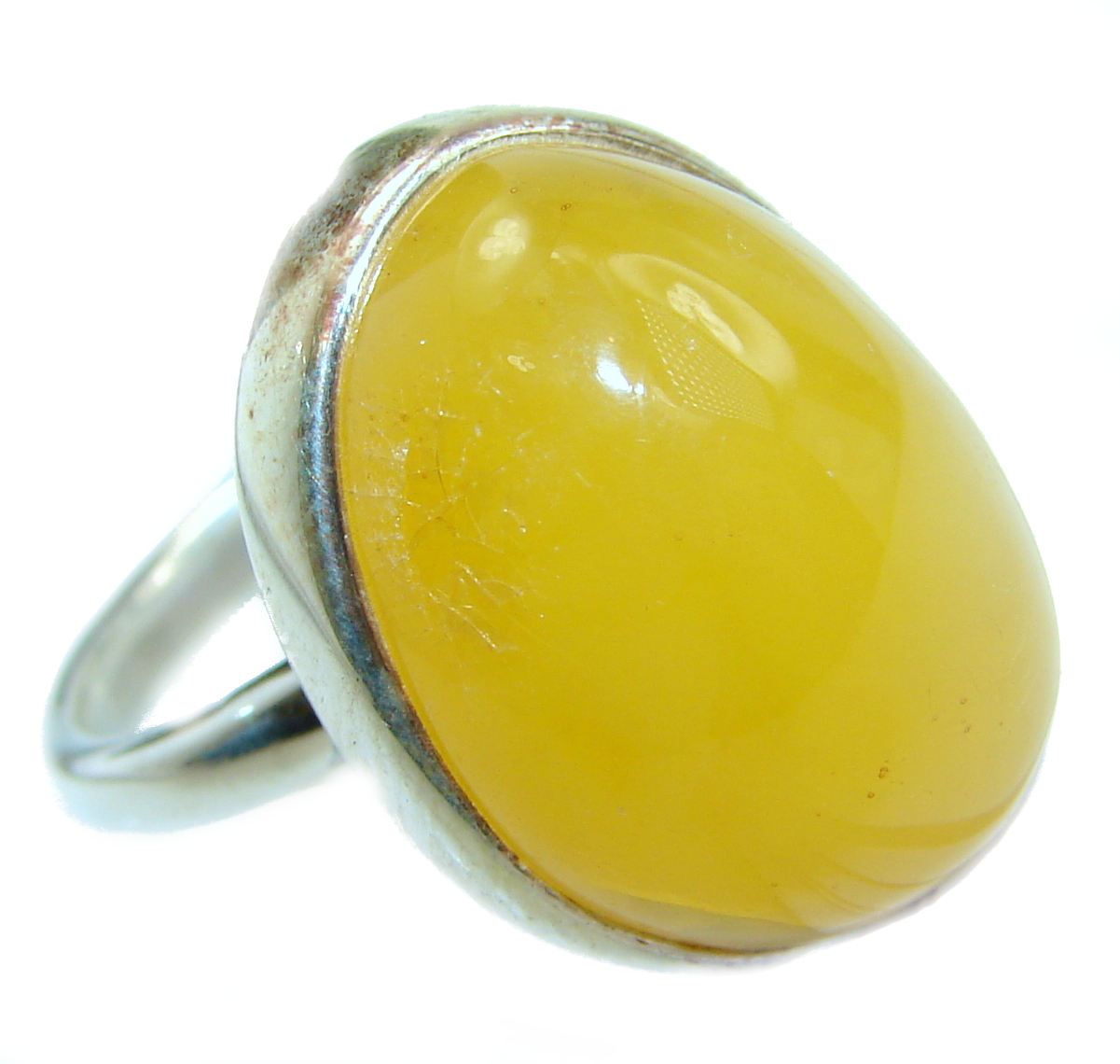 Genuine Butterscotch Baltic Polish Amber .925 Sterling Silver handmade Ring size 7 adjustable