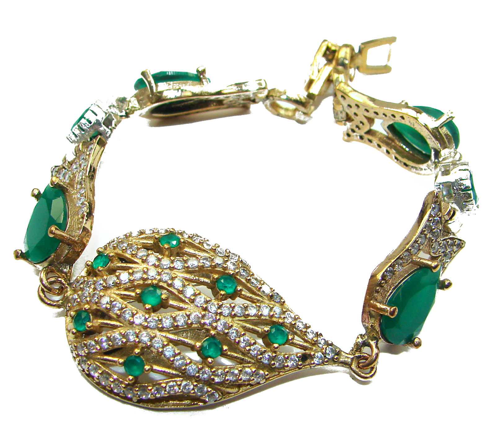 Created Emerald Gold over .925 Sterling Silver handcrafted Bracelet