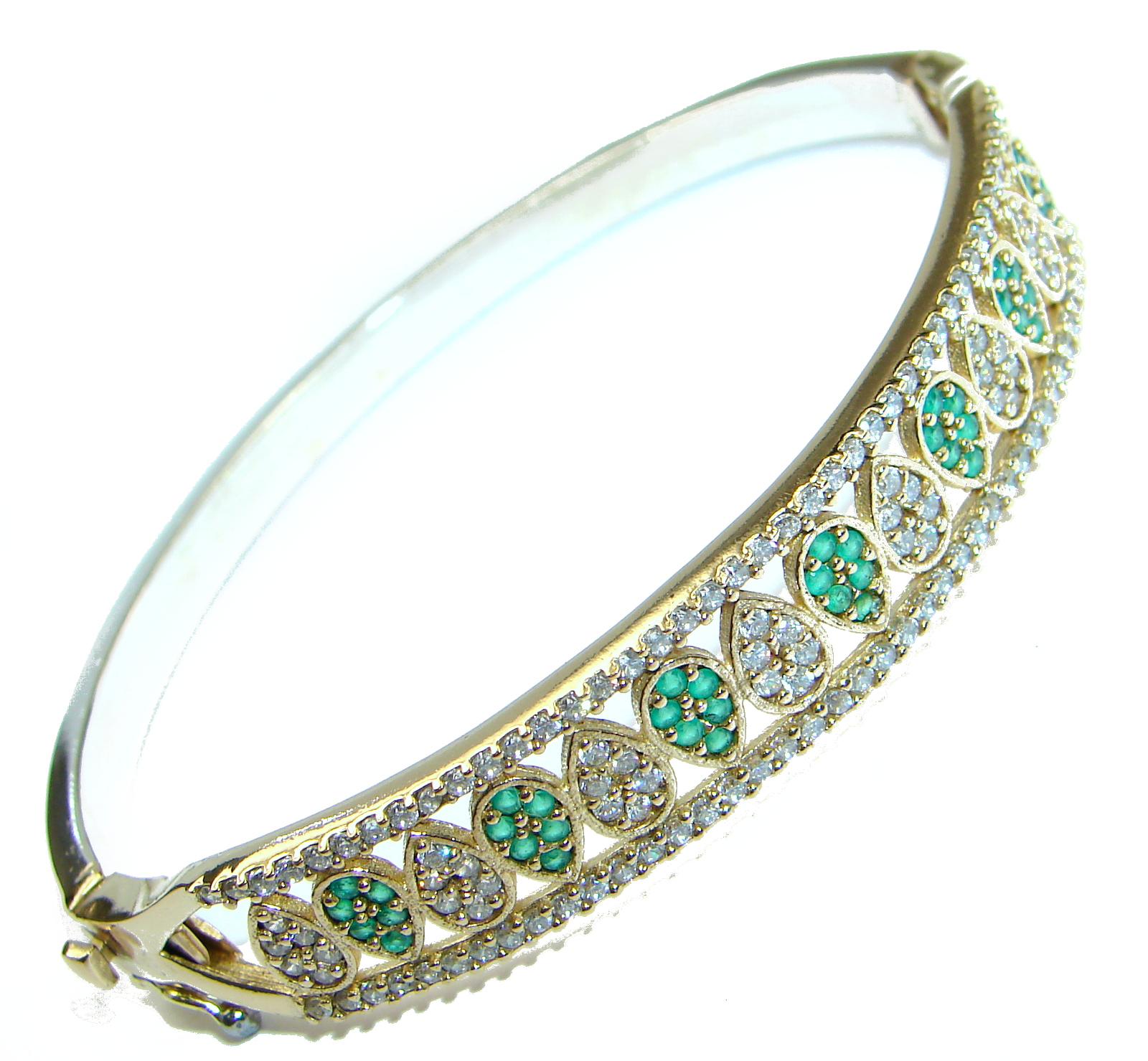 Victorian Style created Emerald & White Topaz Sterling Silver Bracelet