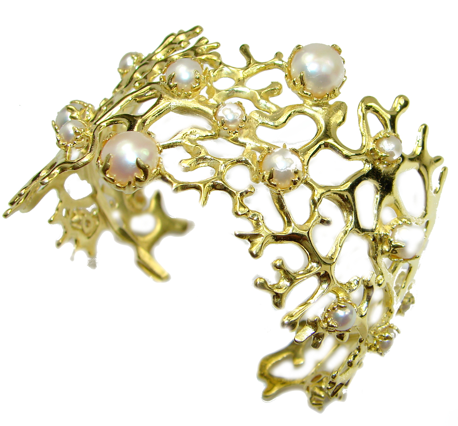 Big Dreamer Fresh Water Pearl 14K Gold over .925 Sterling Silver Bracelet / Cuff