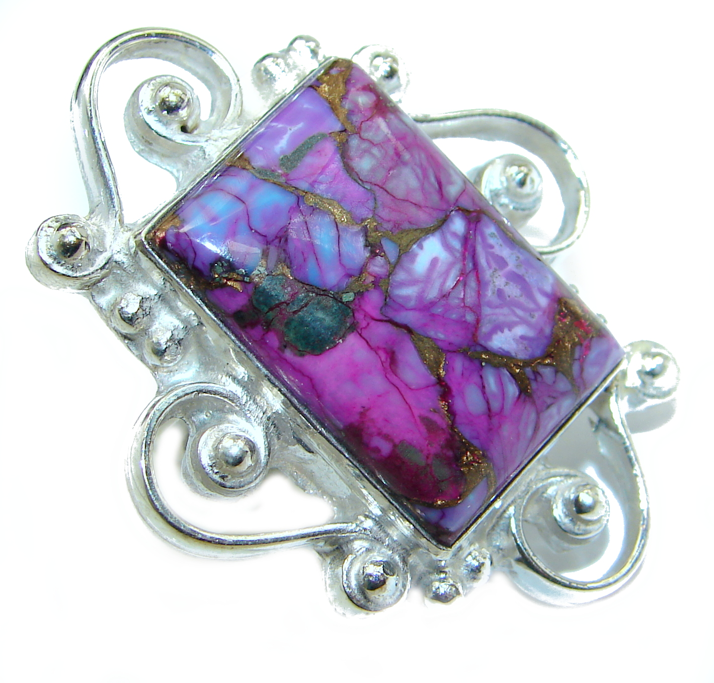 Huge Purple Turquoise .925 Sterling Silver ring; s. 8 1/4