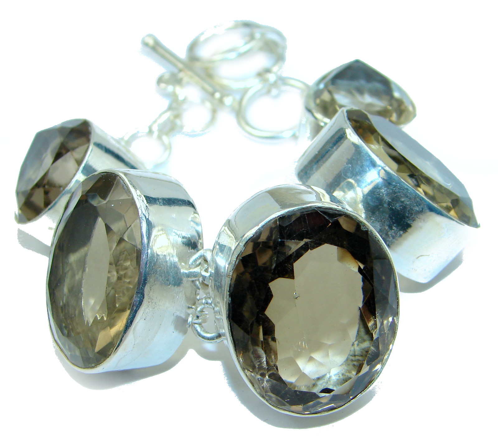 Sands Of Time Brown Smoky Quartz .925 Sterling Silver handmade Bracelet
