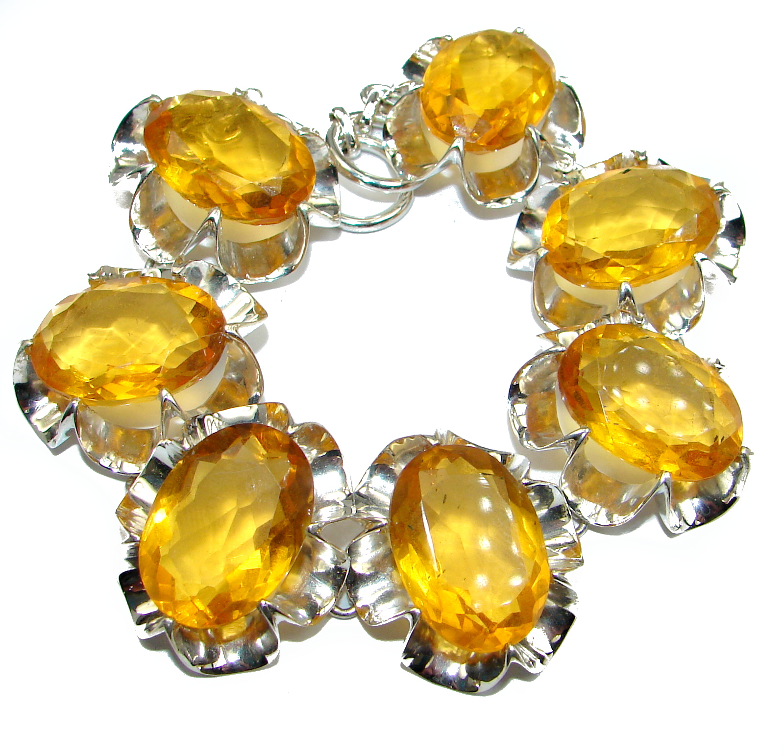 Huge Rich Golden Quartz .925 Sterling Silver handmade Bracelet