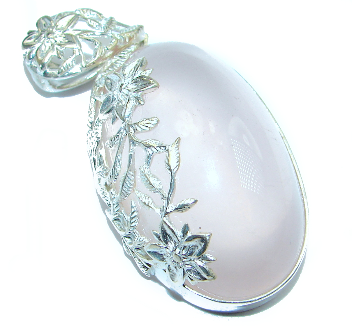 Huge Pink Power 152ct Rose Quartz .925 Sterling Silver handcrafted Pendant