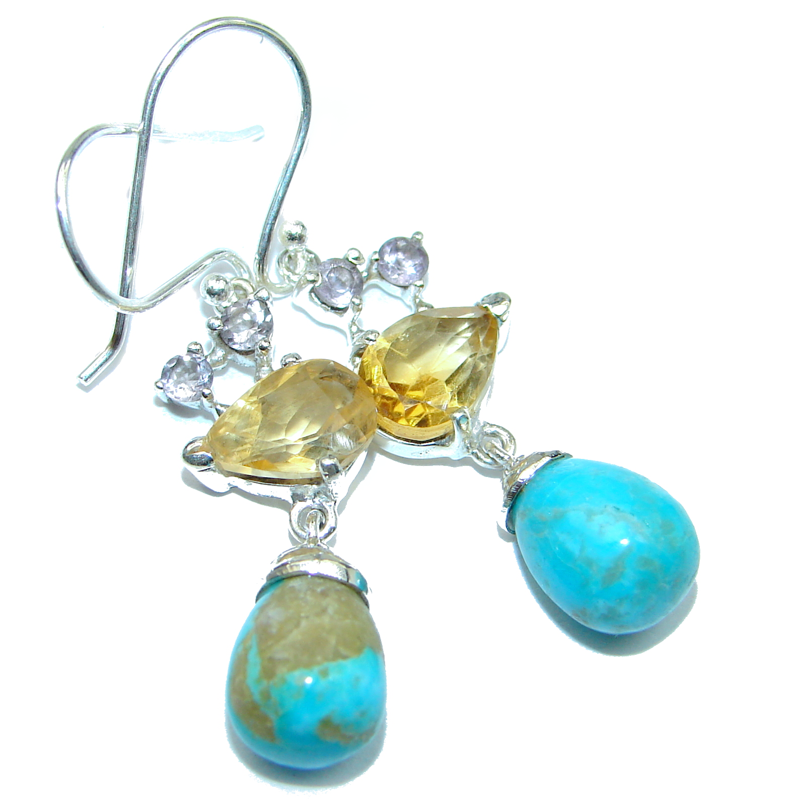 Genuine Sleeping Beauty Turquoise .925 Sterling Silver handmade earrings