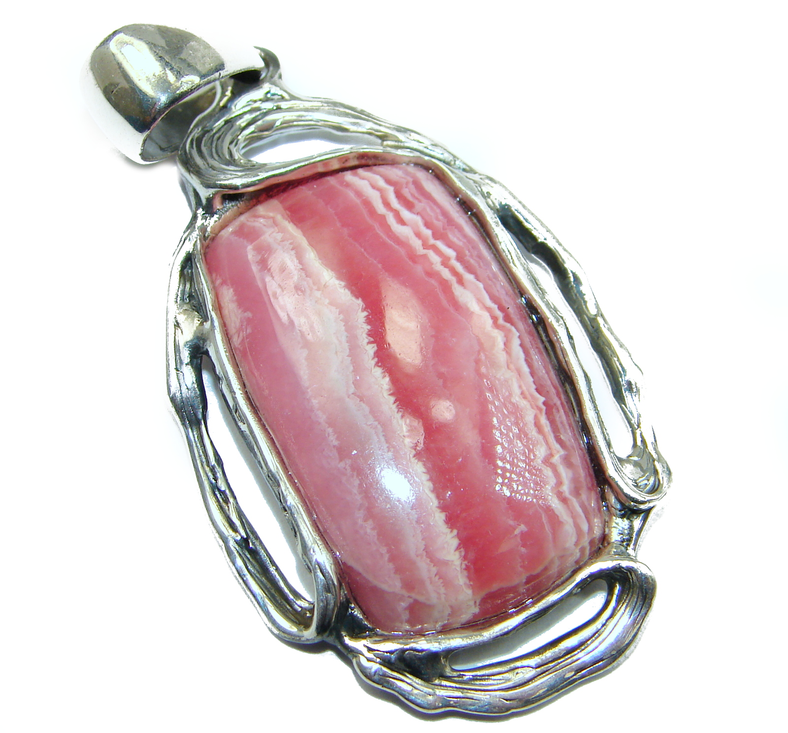 Top Quality Genuine Rhodochrosite .925 Sterling Silver handmade Pendant
