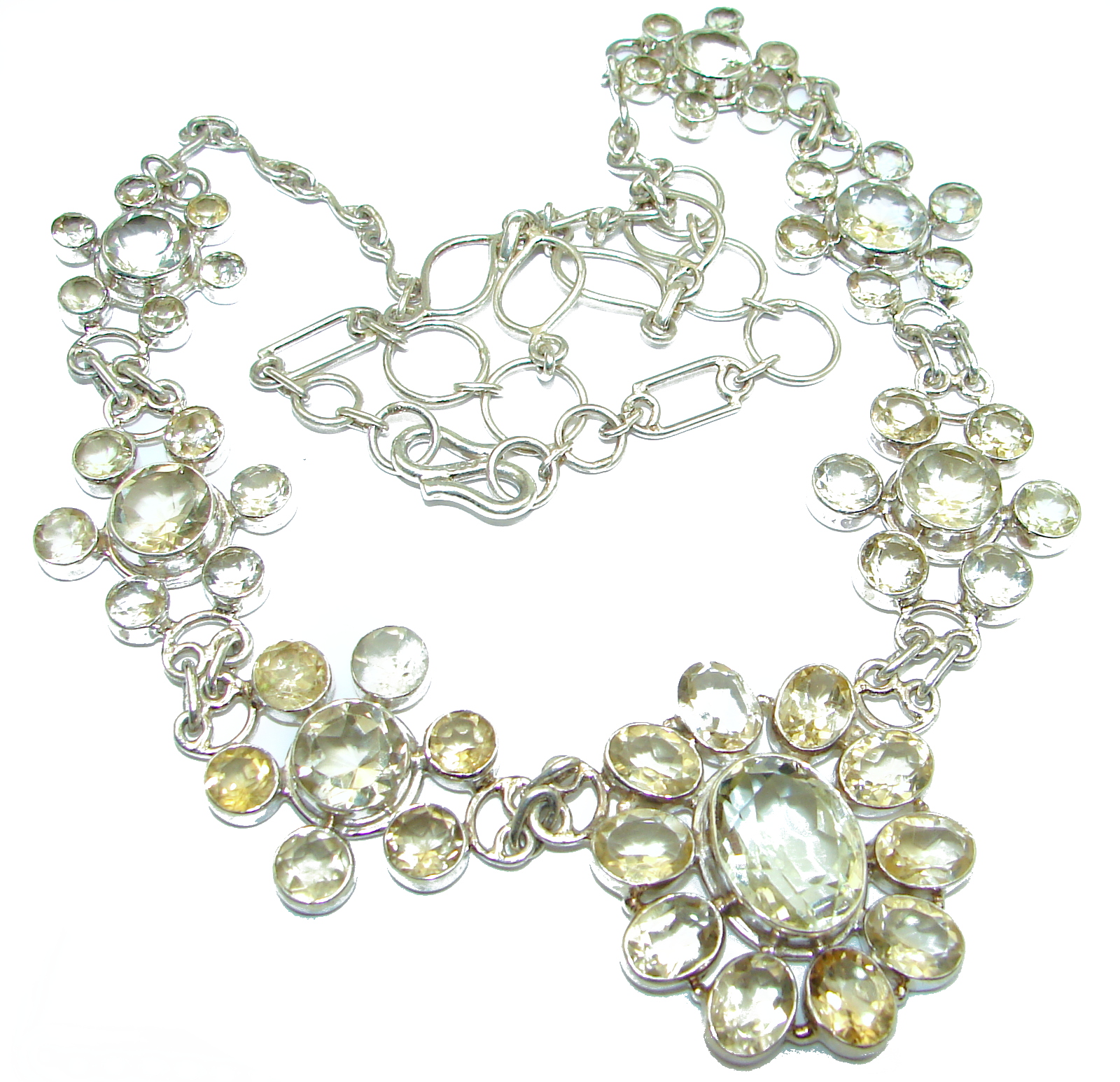 One of the kind genuine Citrine .925 Sterling Silver handmade Necklaces