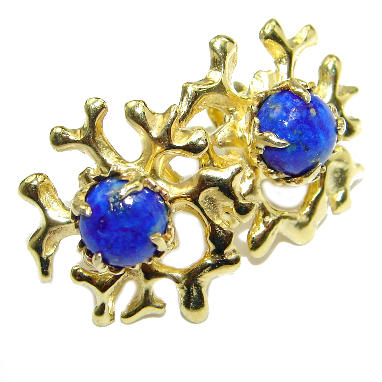 Simple Beauty Lapis Lazuli 14K Gold over .925 Sterling Silver handcrafted earrings